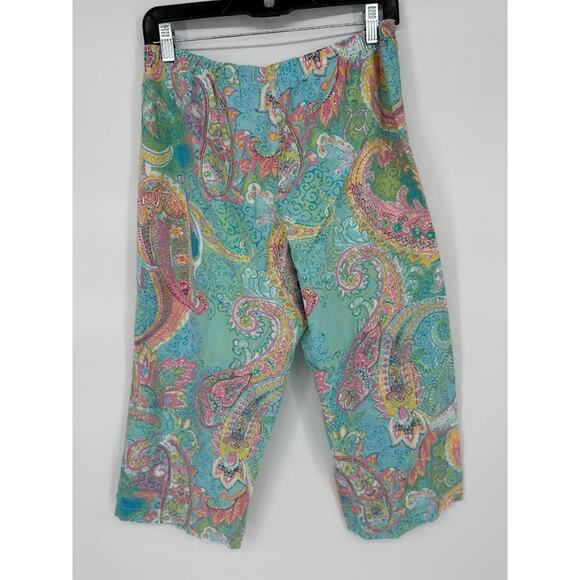 Ralph Lauren Paisley Pajama PJ Set Embroidered Logo Turquoise Blue Cotton Medium - Picture 3 of 12